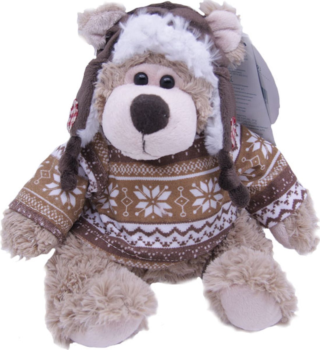 фото Magic Bear Toys Мягкая игрушка Мишка Рэймонд в шапке-ушанке и свитере 20 см