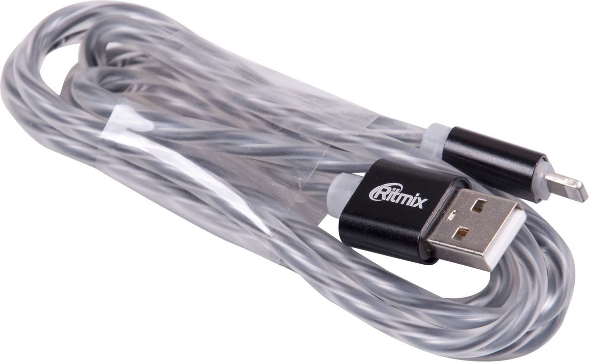 фото Ritmix RCC-322, Black кабель USB-Lightning (1 м)