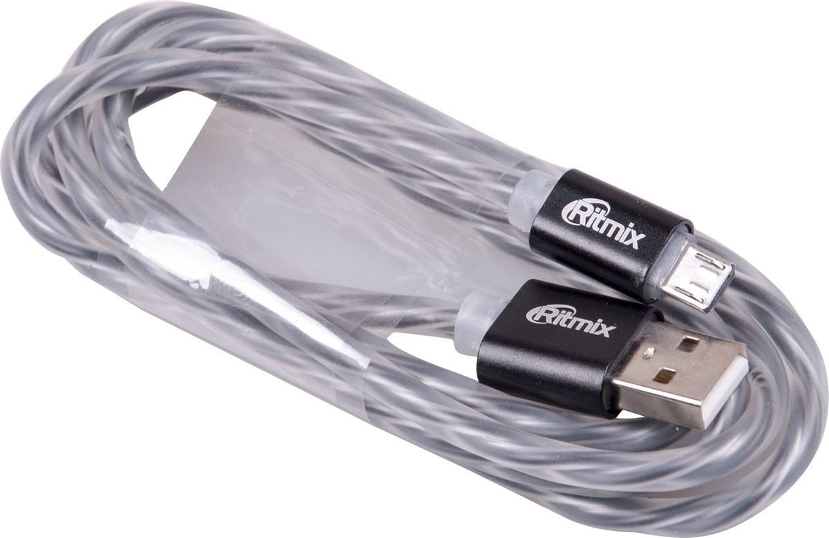 фото Ritmix RCC-312, Black кабель USB - microUSB (1 м)