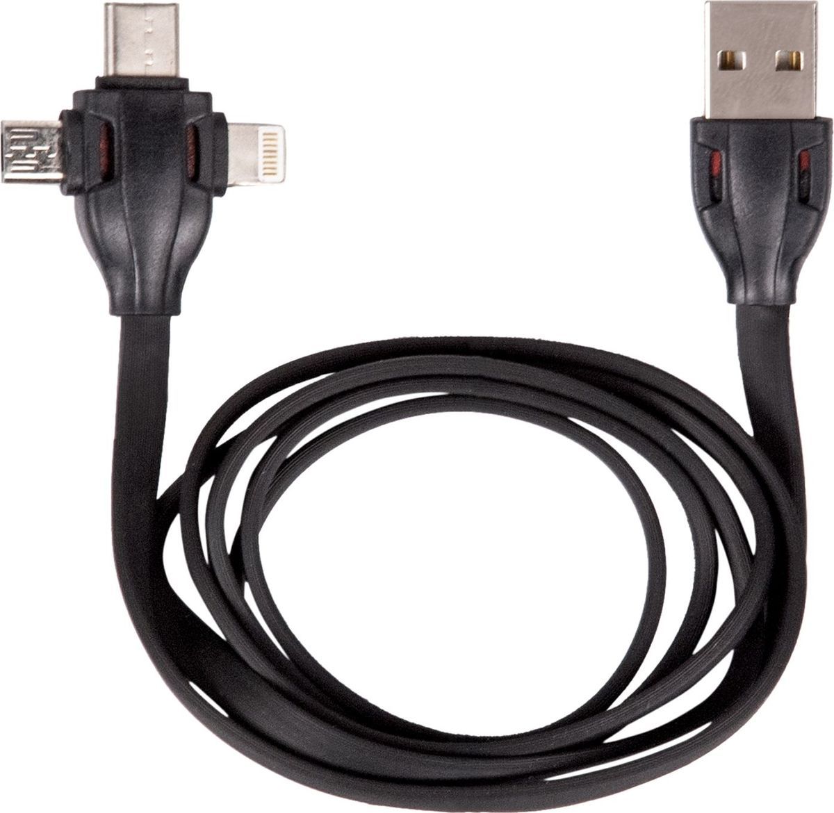 Ritmix RCC-300, Black кабель 3в1 USB - Micro-USB/Type-C/Apple Lightning (1 м)