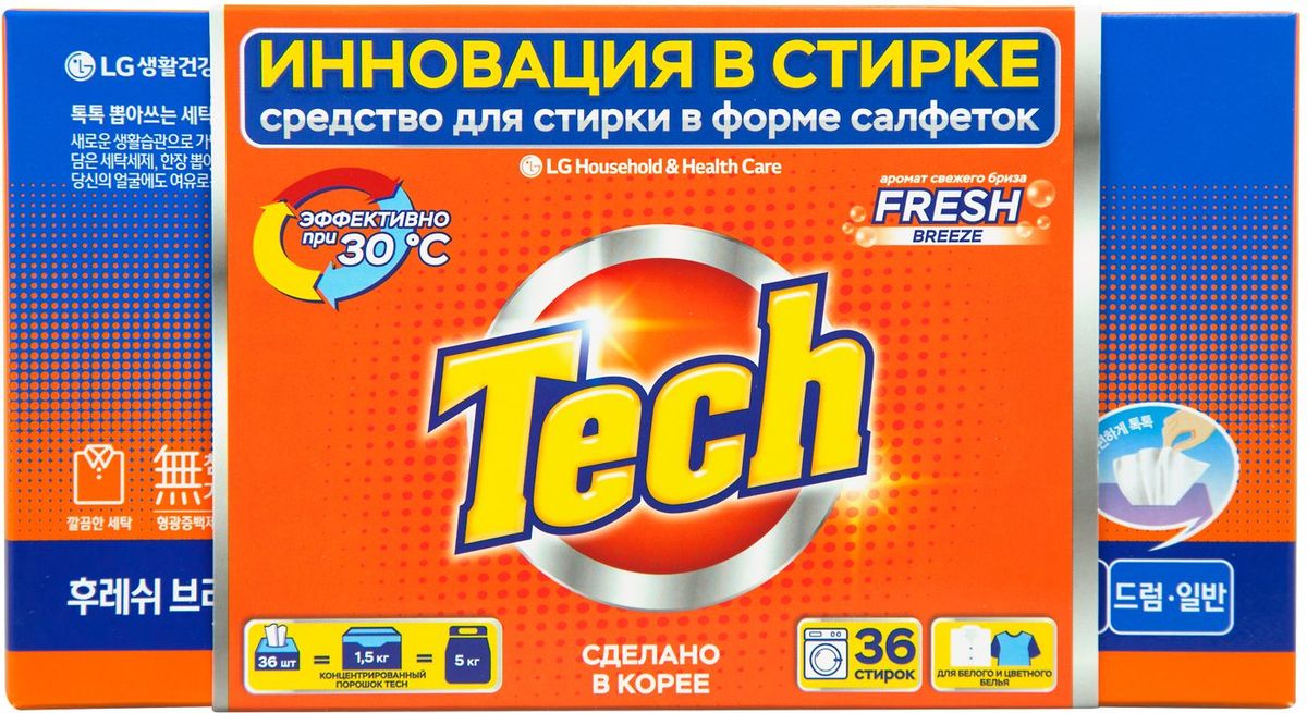 фото Средство для стирки Tech "Fresh Breeze", в листах, 36 шт