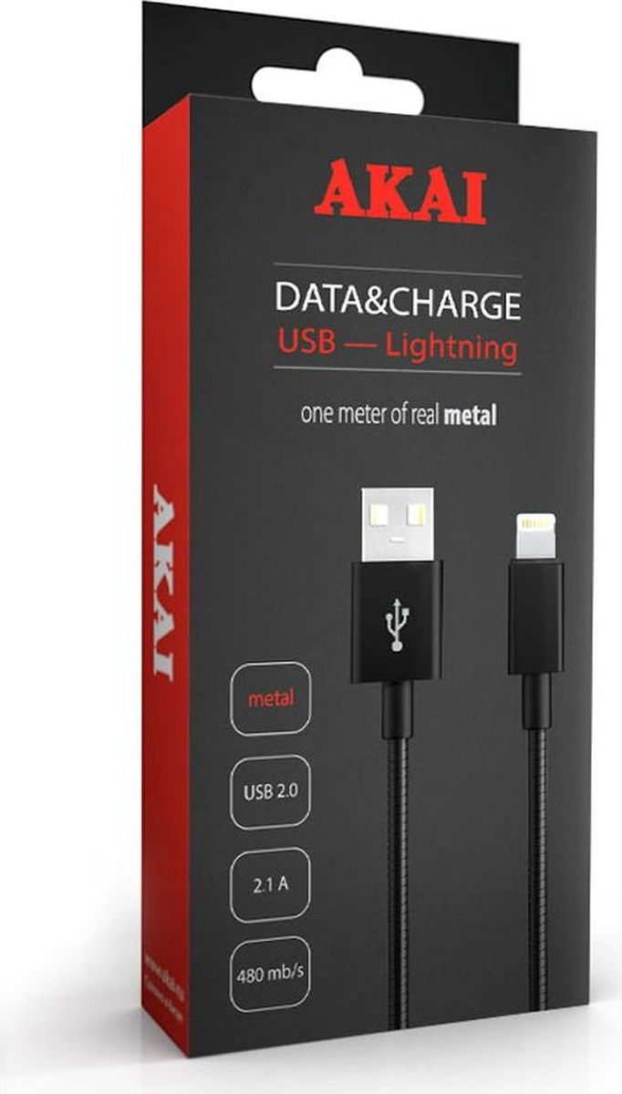 фото Akai CE-605B, Black дата-кабель USB 2.0-Apple Lightning (1 м)