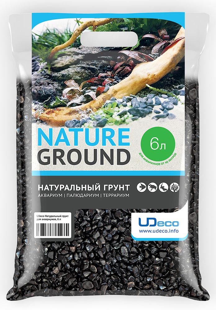 Грунт для аквариумов UDeco "Черный гравий", 6-12 мм, 6 л — купить в ...