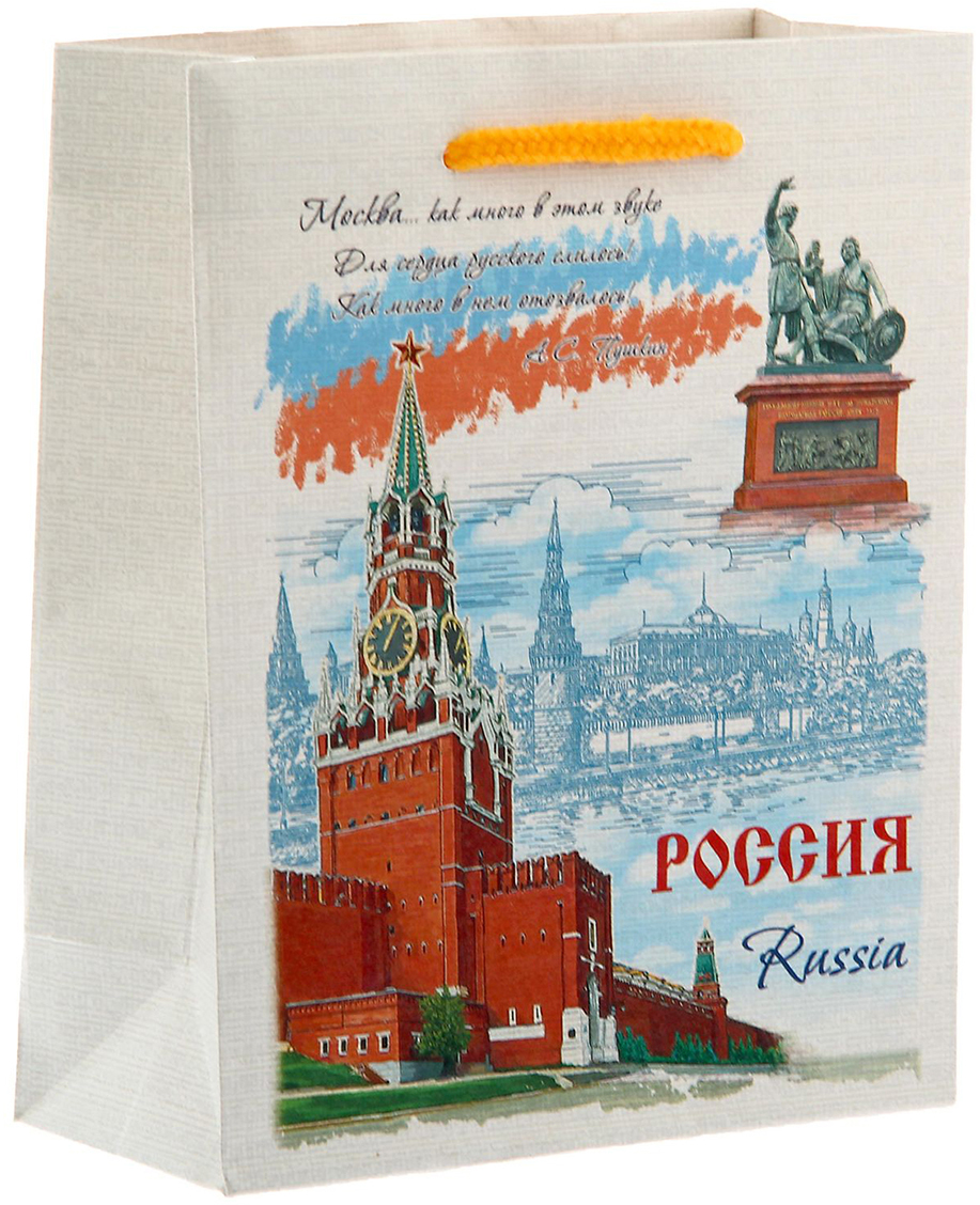 фото Пакет подарочный "Россия", цвет: белый, 5 х 11 х 14 см. 1127270
