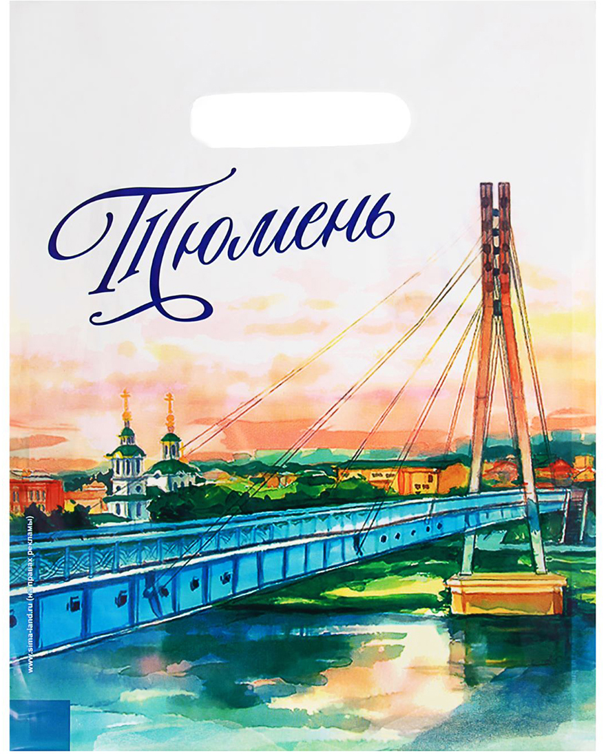 фото Пакет подарочный "Тюмень. Мост влюбленных", цвет: мультиколор, 23 х 29,5 см. 1700617