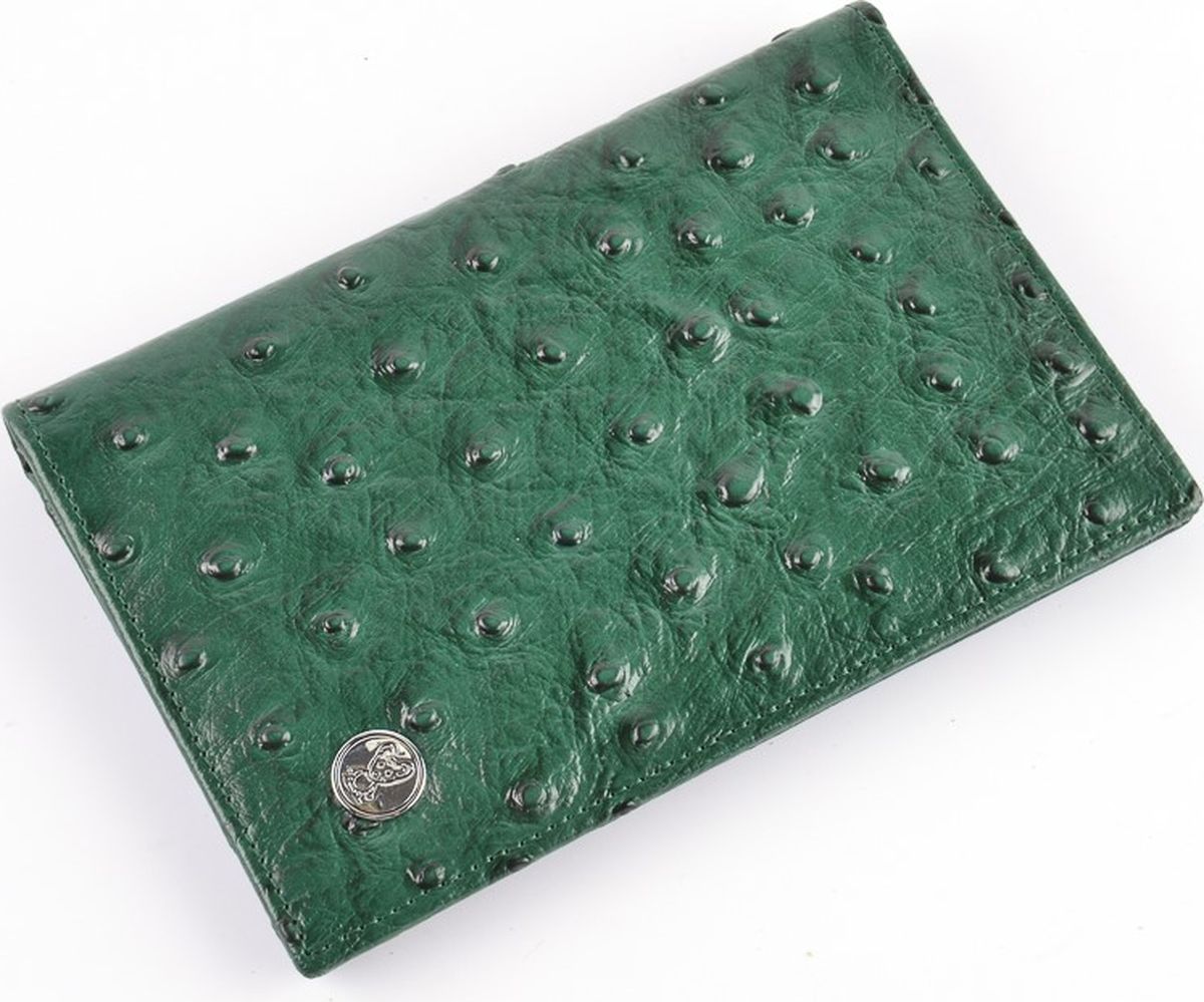 фото Обложка на паспорт женская Topo Fortunato "Страус", цвет: зеленый. 1274-093