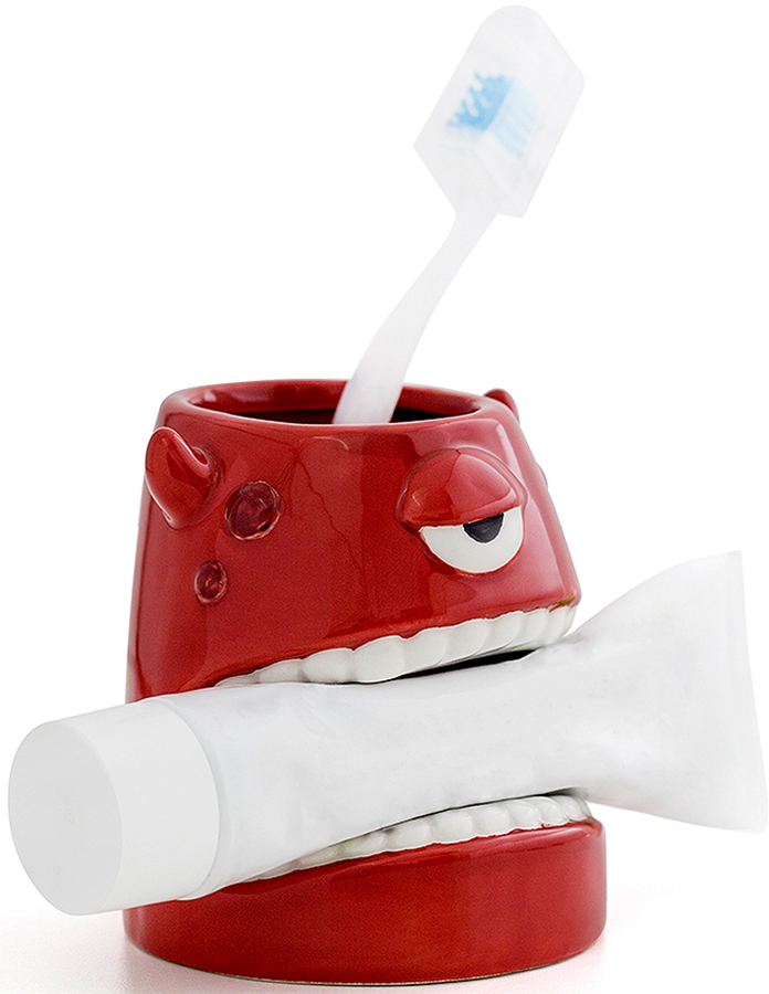 фото Стакан для зубных щеток Balvi "Monster", цвет: красный