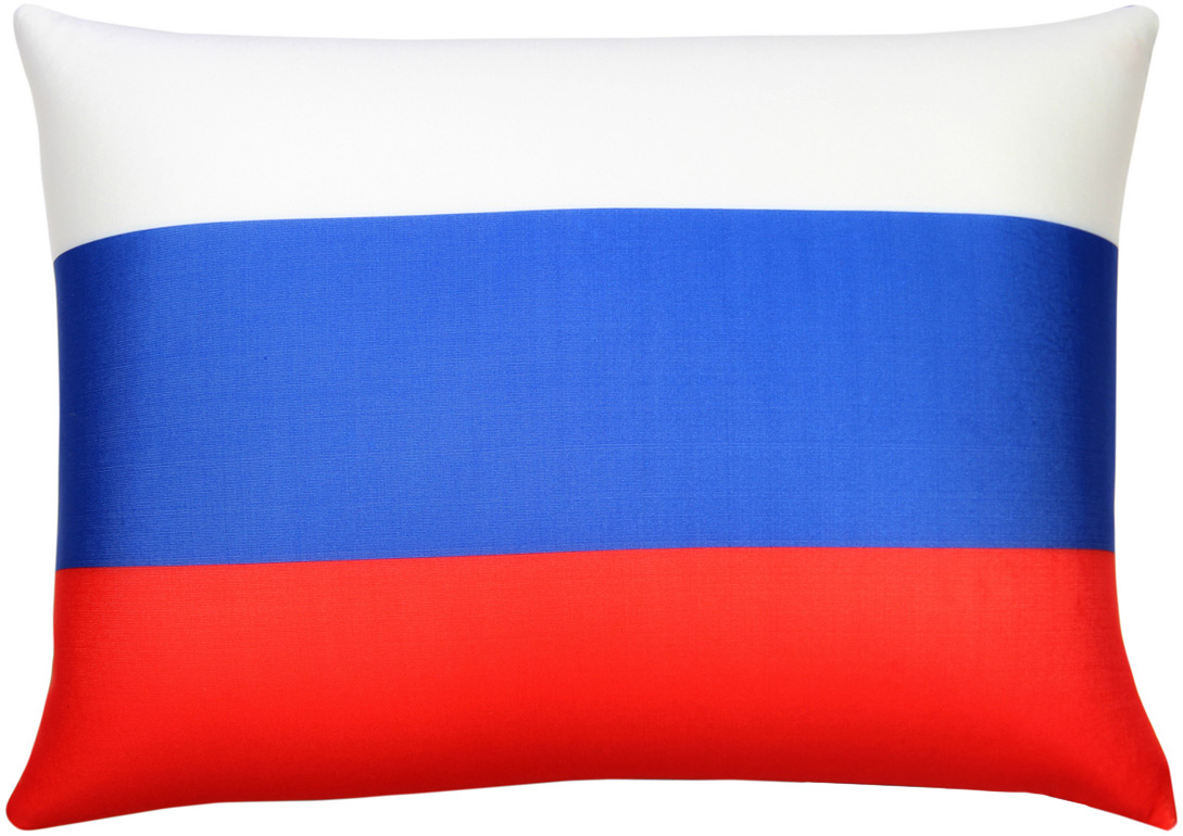 Подушка декоративная антистресс Флаги. Россия, белый, синий, красный