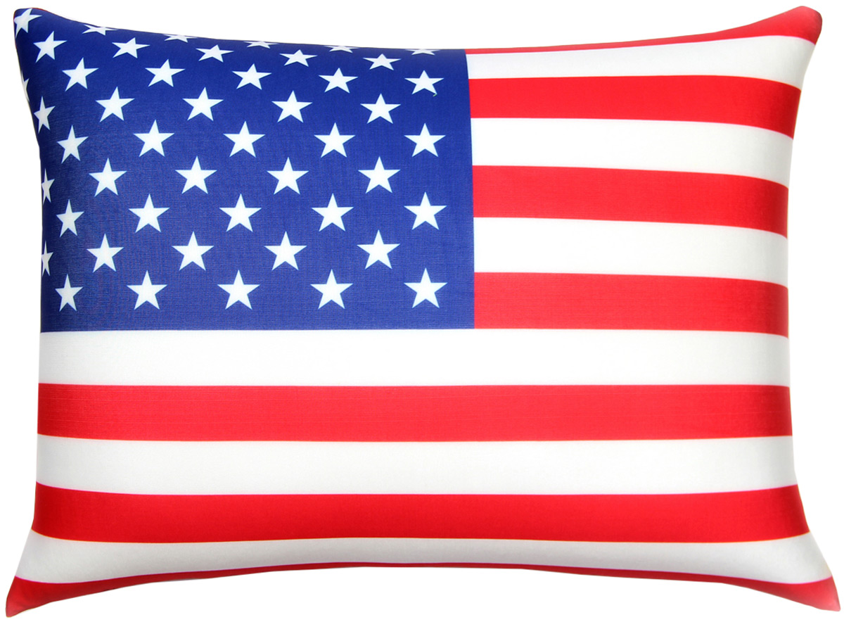 Подушка декоративная антистресс Флаги. США, белый, синий, красный