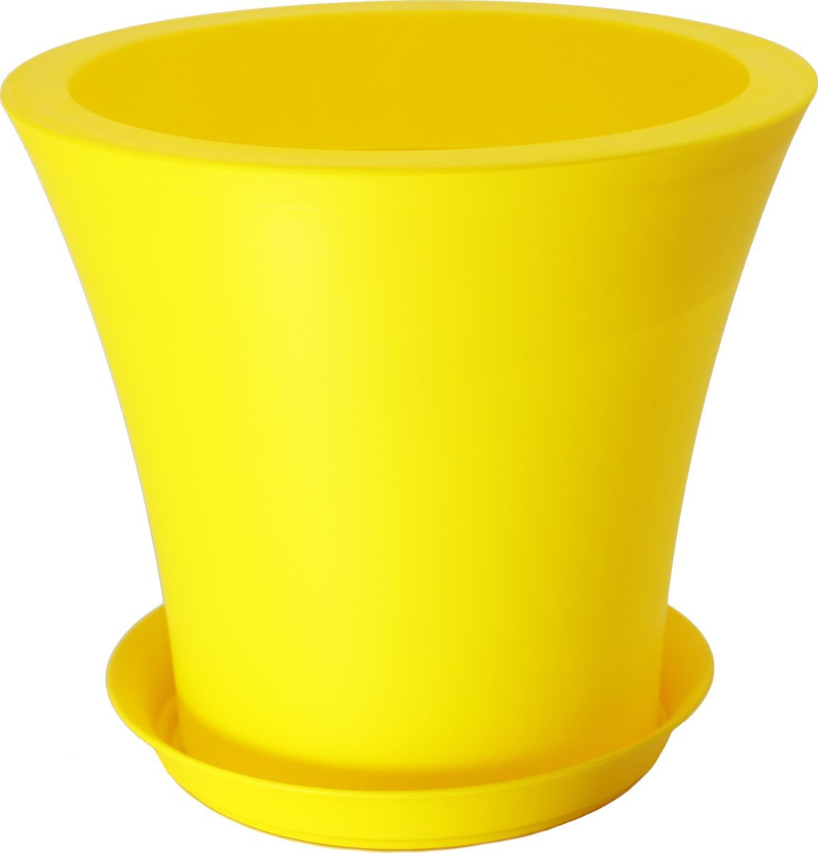 фото Горшок для цветов Plast Avenue "Твист", с поддоном, цвет: желтый, диаметр 20 см