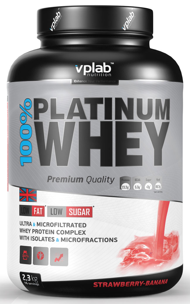 фото Протеин VPLab "100% Platinum Whey", клубника-банан, 2,3 кг Vplab nutrition