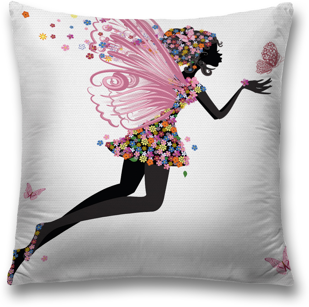 фото Наволочка декоративная Magic Lady "Цветочная фея", цвет: разноцветный, 45 x 45 см