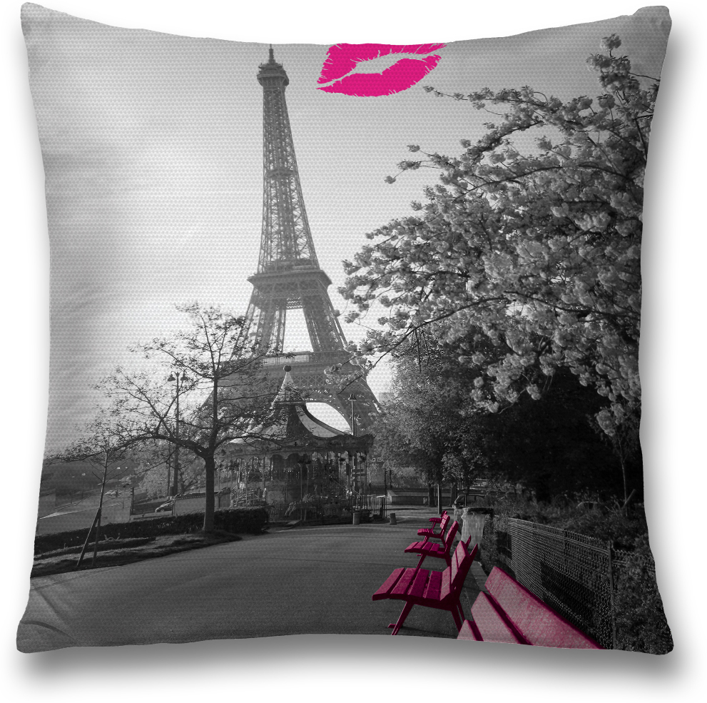 фото Наволочка декоративная Magic Lady "Поцелуй в Париже", цвет: серый, 45 x 45 см