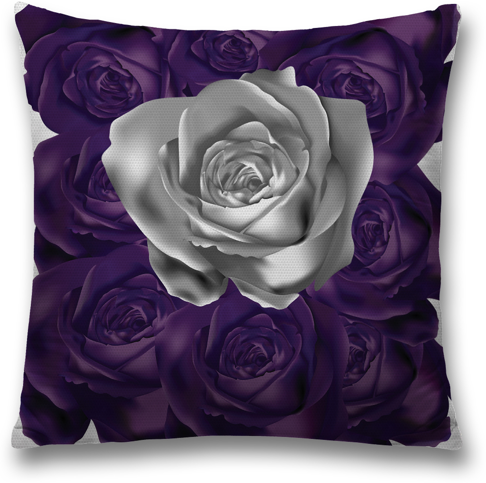фото Наволочка декоративная Magic Lady "Серая роза", цвет: серый, фиолетовый, 45 x 45 см