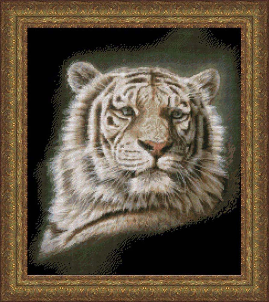Вышивка крестом белый тигр