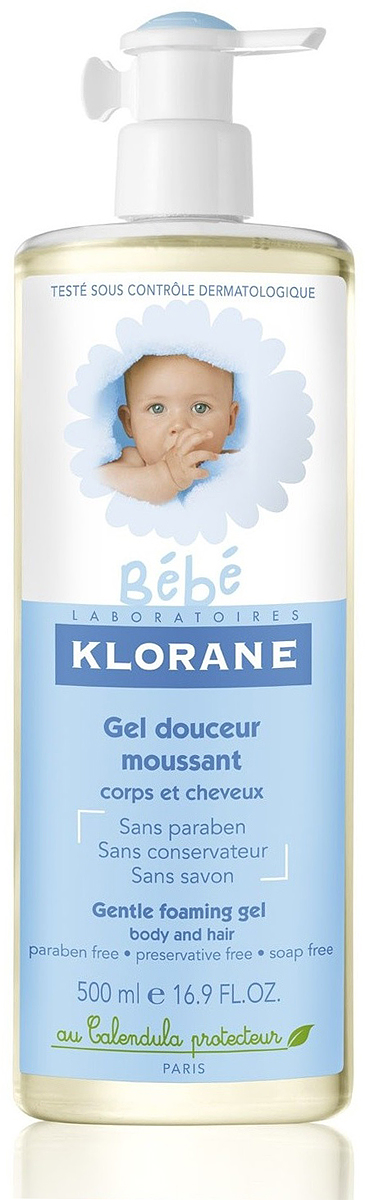 Klorane Bebe Мягкий пенящийся гель для волос и тела с экстрактом календулы, 500 мл Klorane Bebe Мягкий пенящийся гель для волос и тела с экстрактом календулы, 500 мл