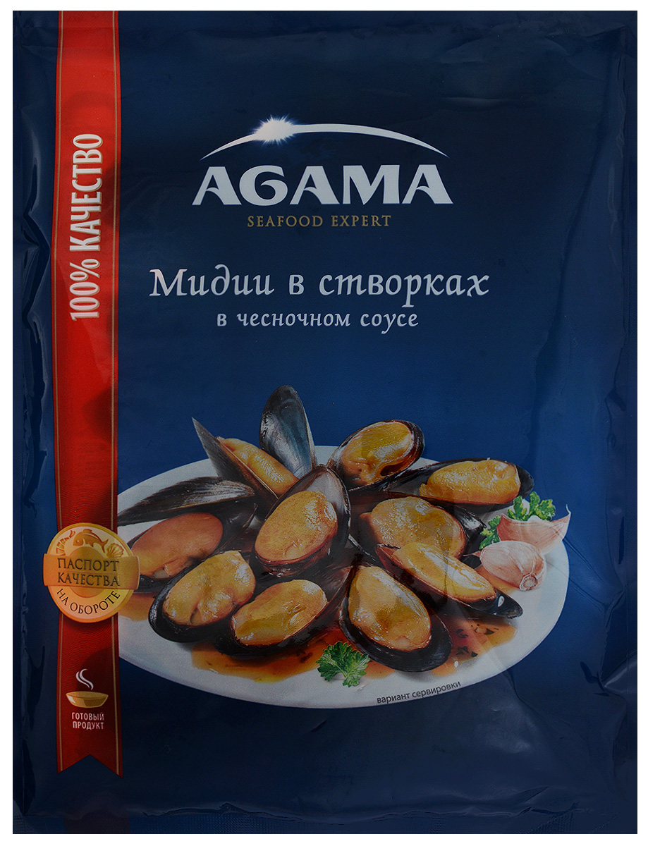 Agama Мидии в створках в чесночном соусе, варено-мороженые, 450 г ...