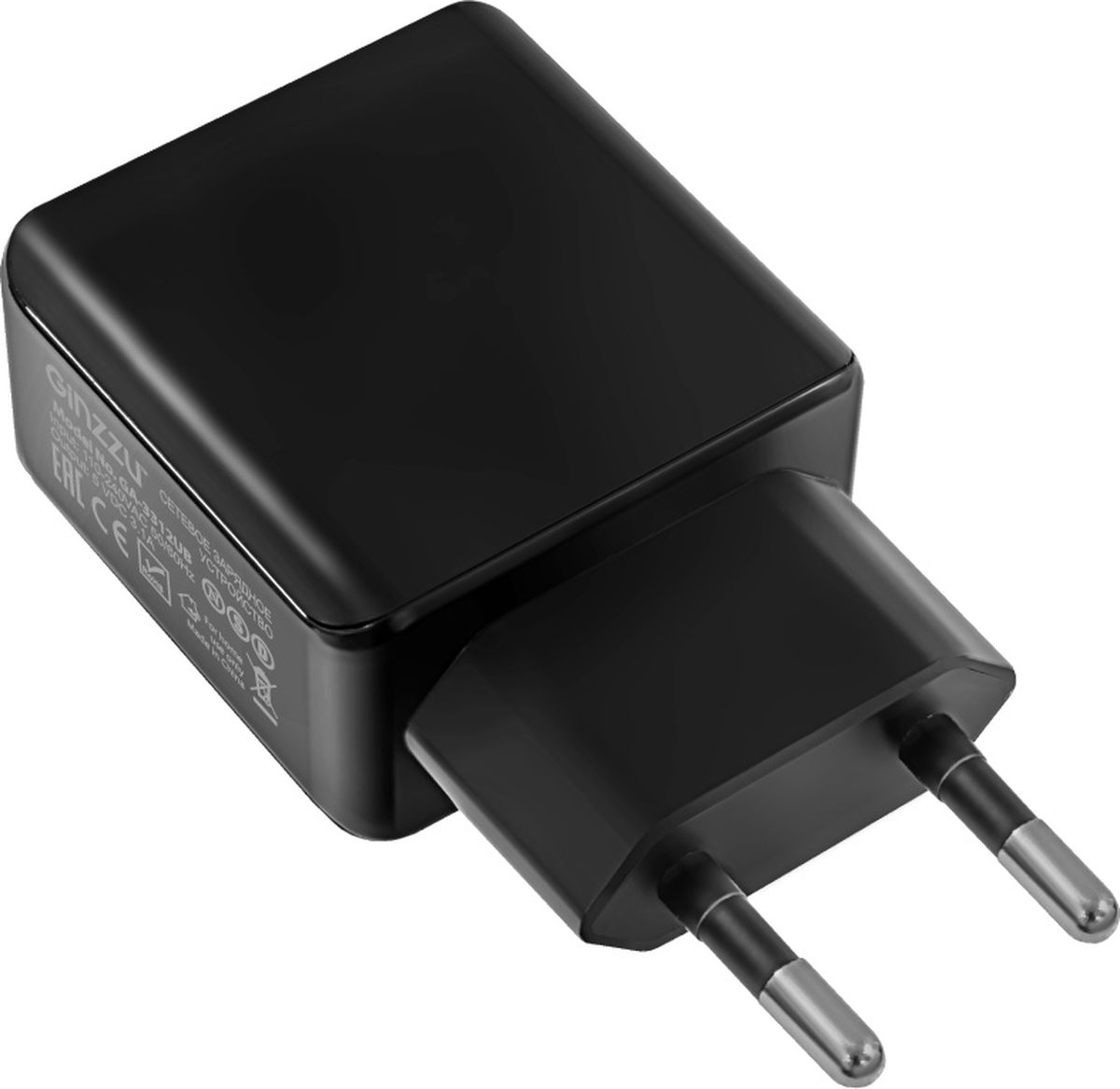 фото Ginzzu GA-3312UB, Black сетевое зарядное устройство + кабель micro USB