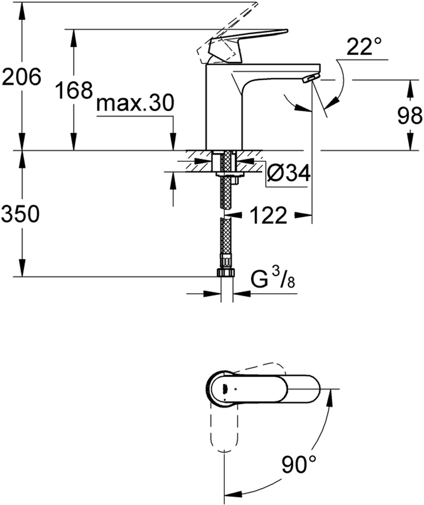 фото Смеситель для раковины GROHE "Eurosmart Cosmopolitan". 2339800E