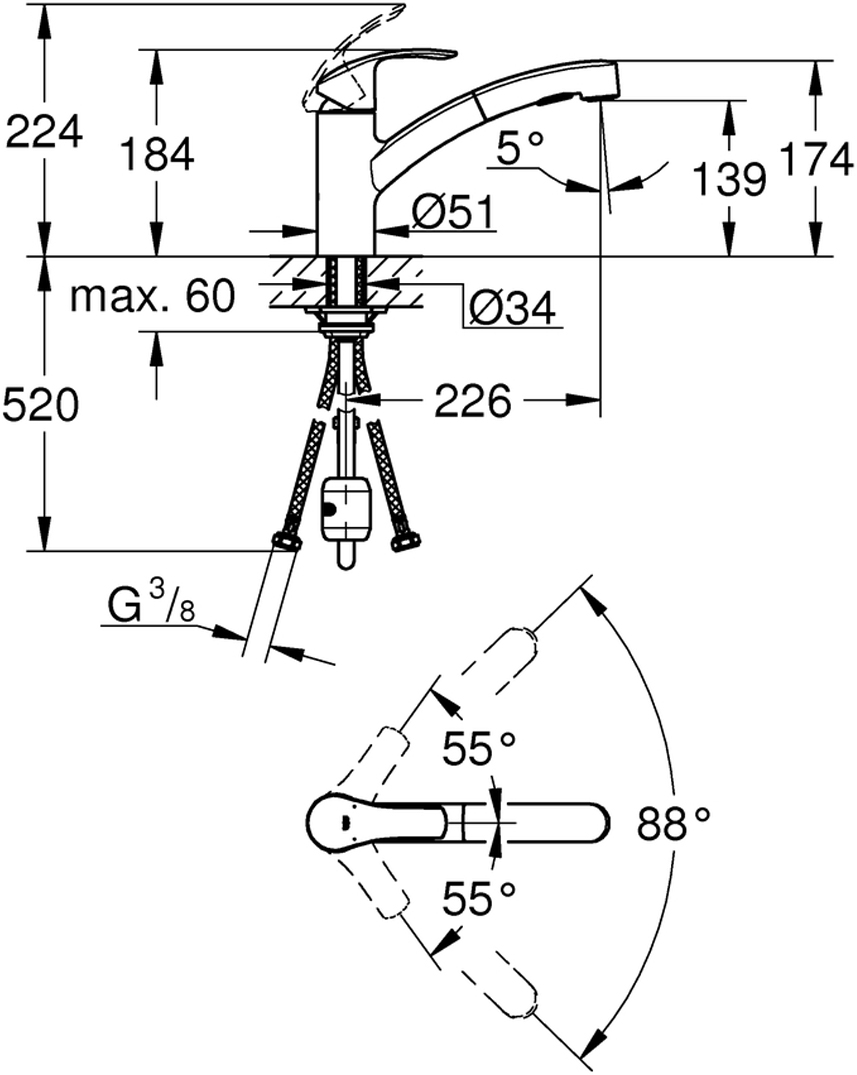 фото Смеситель для мойки GROHE "Eurosmart". 30305DC0