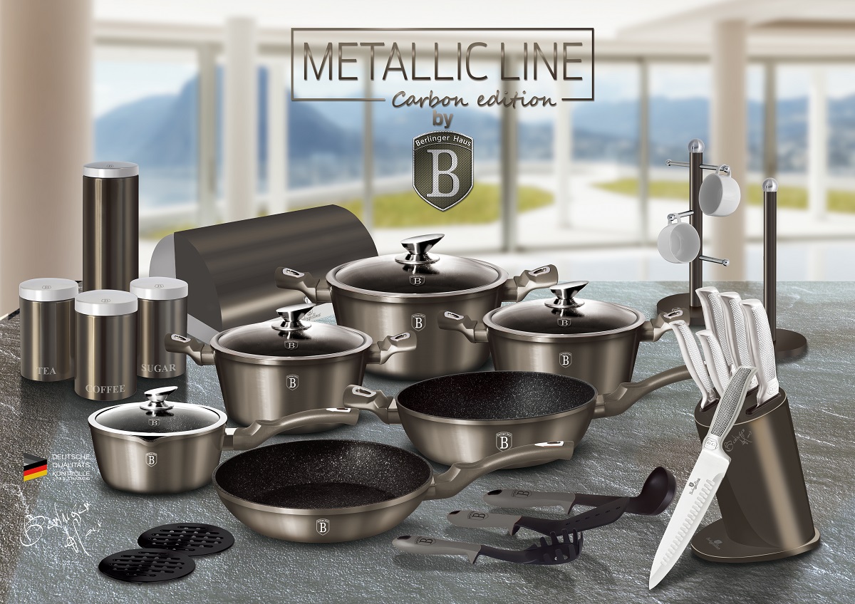 фото Набор посуды Berlinger Haus "Metallic Line", цвет: карбон, 10 предметов. 1219-ВН