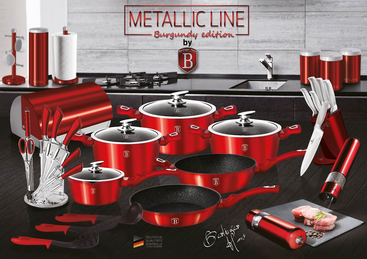 фото Кастрюля Berlinger Haus "Metallic Line", с крышкой, цвет: красный, 6 л