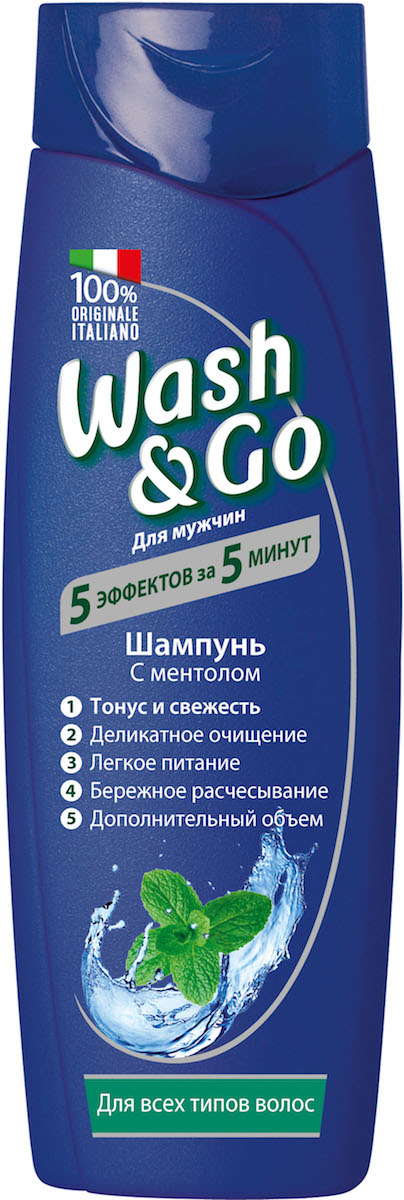 Wash&Go Шампунь с ментолом для всех типов волос, 400 мл шампунь с ментолом цена
