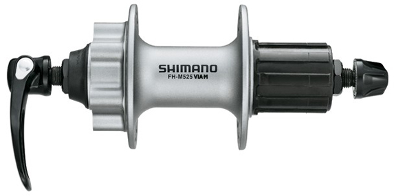 фото Втулка задняя Shimano "Deore M525A", 32 отверстия, 8/9ск, QR, 6-болт, цвет: серебристый