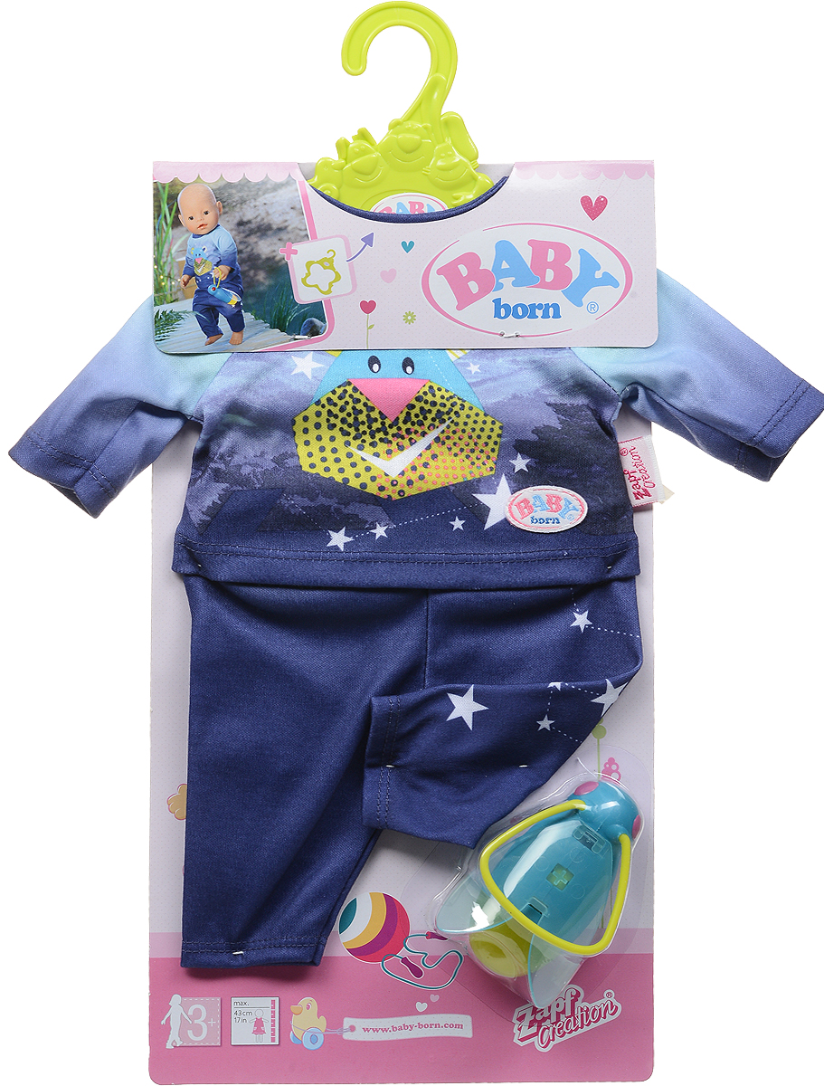 Zapf Creation Одежда для куклы BABY born Удобный костюмчик и светлячок-ночник, цвет: синий