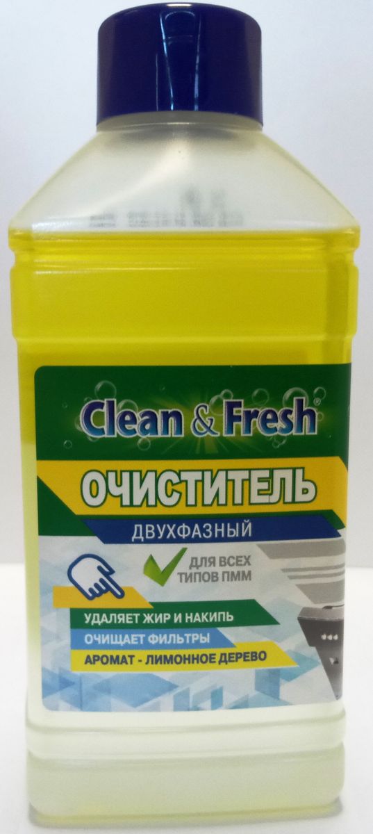 фото Очиститель для посудомоечных машин Clean & Fresh "Лимонное дерево", двухфазный, 250 мл