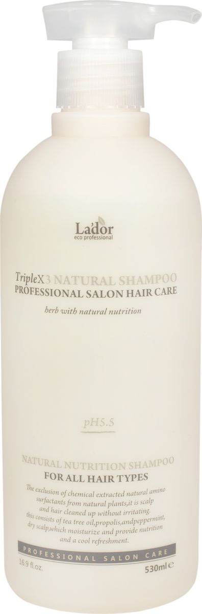 фото Lador Triplex Natural Shampoo Органический шампунь для волос, 530 мл