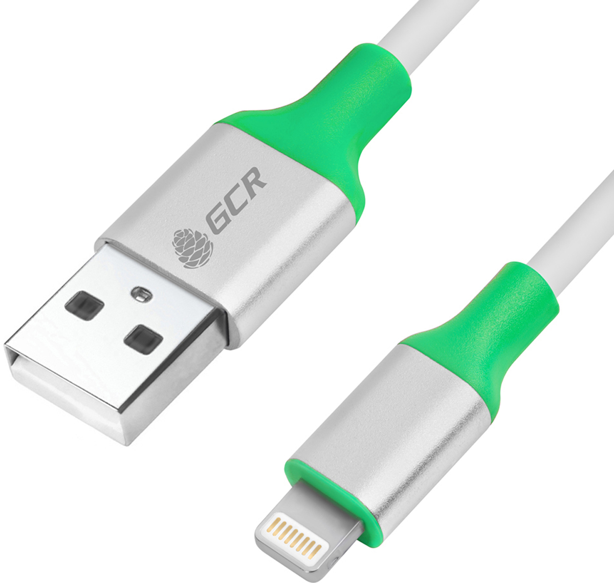 фото GCR GCR-50512, White Green Silver кабель USB Lightning (1 м)