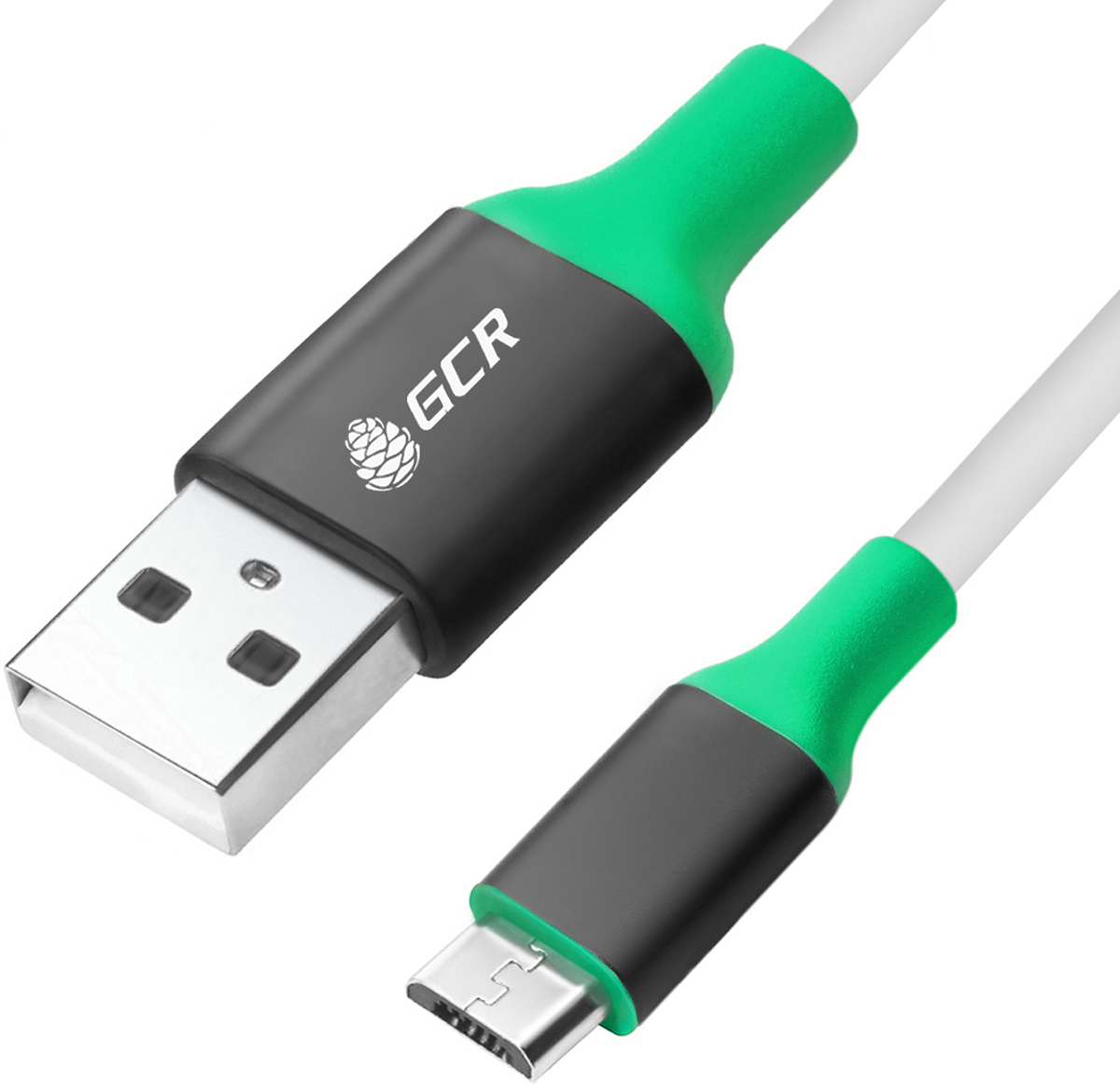 фото GCR GCR-50549, White Green Black кабель USB - microUSB (1,5 м)