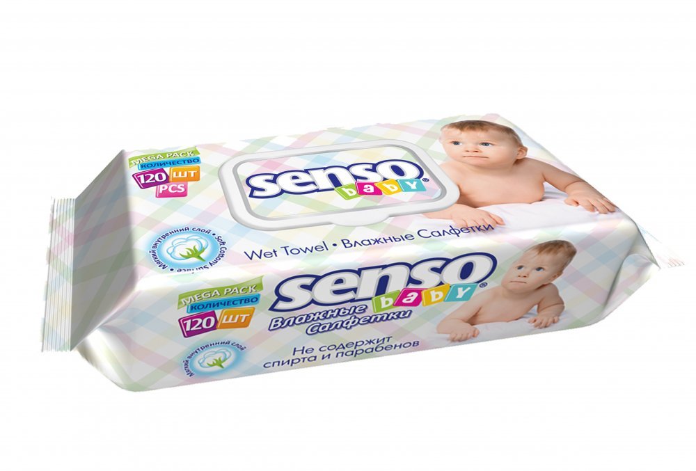 фото Senso Baby Ecoline Влажные салфетки с крем-бальзамом 120 шт