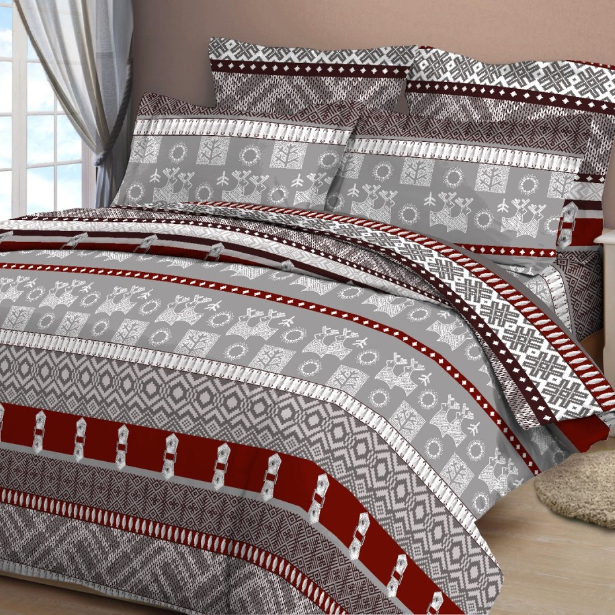 фото Комплект белья Letto "Традиция", евро, наволочки 70x70. B353 Letto home textile