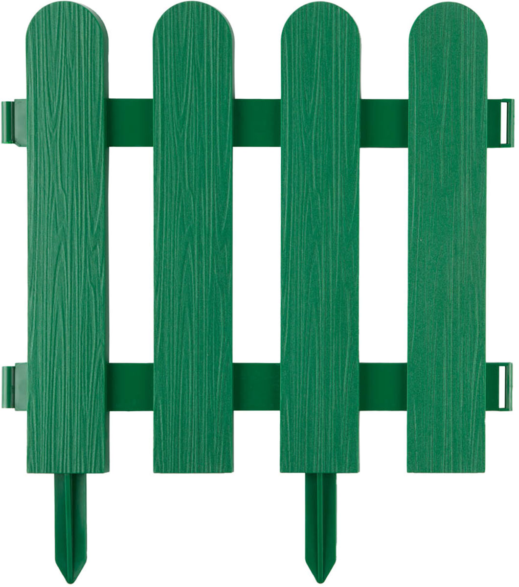 фото Забор декоративный Grinda "Штакетник", цвет: зеленый, 29 x 224 см