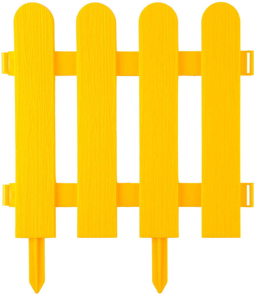 фото Забор декоративный Grinda "Штакетник", цвет: желтый, 29 x 224 см