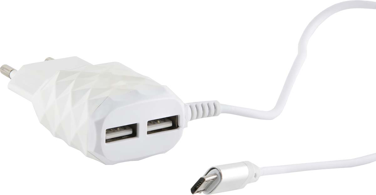 фото Red Line NC-2.1AC, White 2 USB+micro USB сетевое зарядное устройство