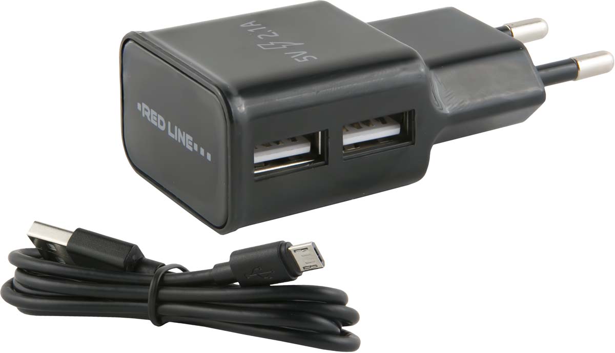 фото Red Line NT-2A, Black сетевое зарядное устройство + кабель micro USB