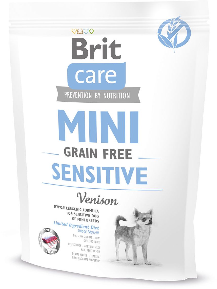 фото Корм сухой беззерновой Brit Care "Mini Sensitive Grain Free" для взрослых собак мини-пород, с чувствительным пищеварением, 400 г