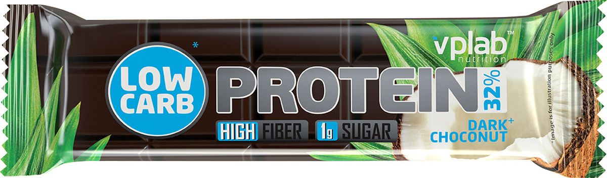 фото Протеиновый батончик VP Laboratory "Low Carb Protein Bar", темный шоколад, кокос, 35 г Vplab nutrition