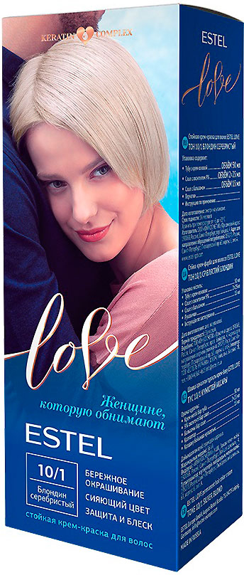 Стойкая крем-краска для волос Estel Love тон 10/1 Блондин серебристый EL10/1