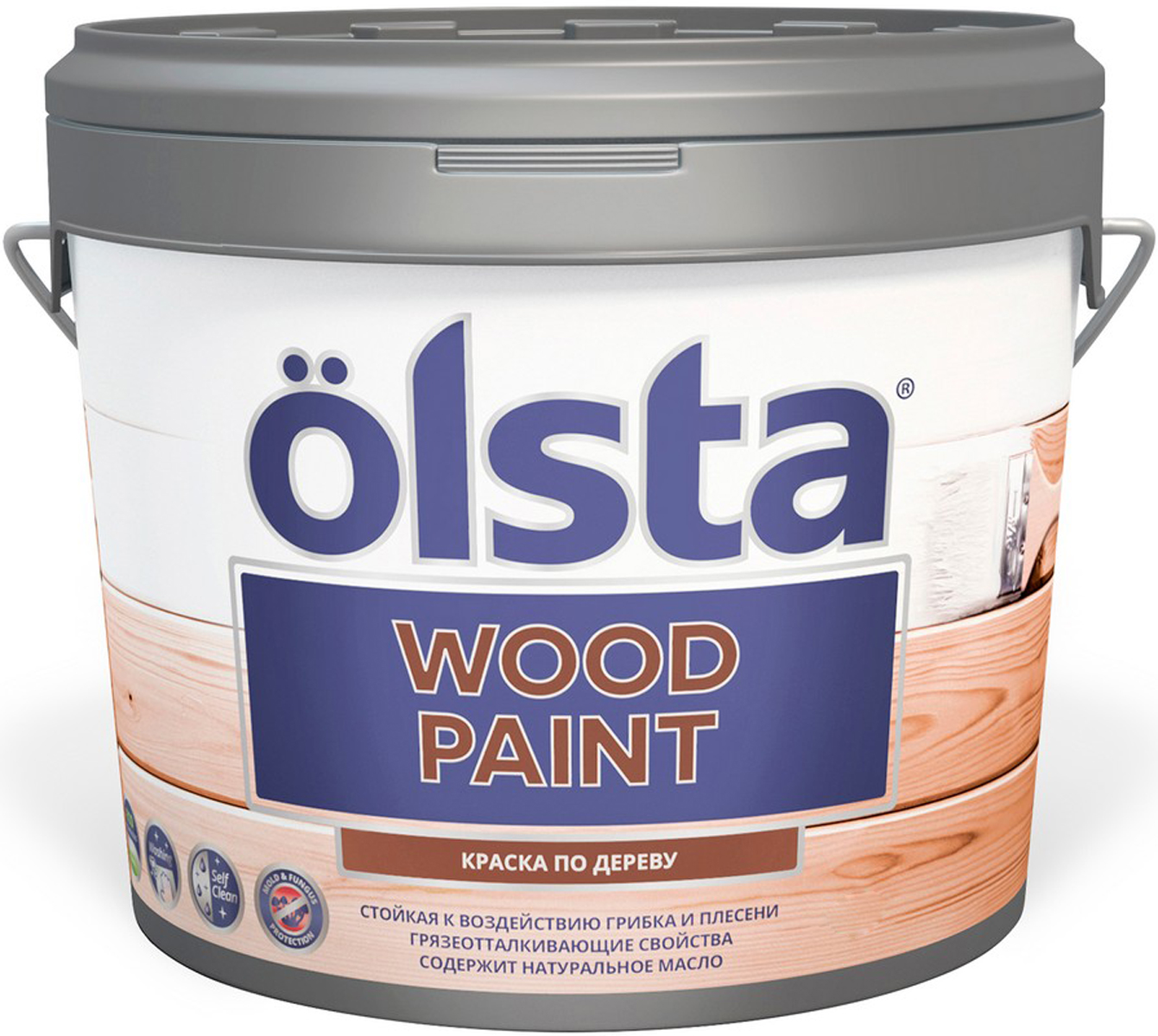 фото Краска акриловая Olsta "Wood Paint. База", для деревянных поверхностей, матовая, цвет: белый, 2,7 л