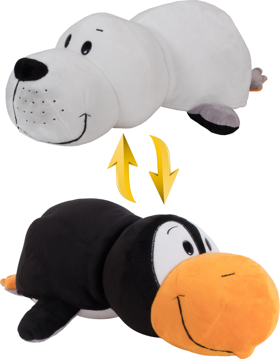 фото 1TOY Мягкая игрушка Вывернушка 2в1 Пингвин-Морской котик 20 см