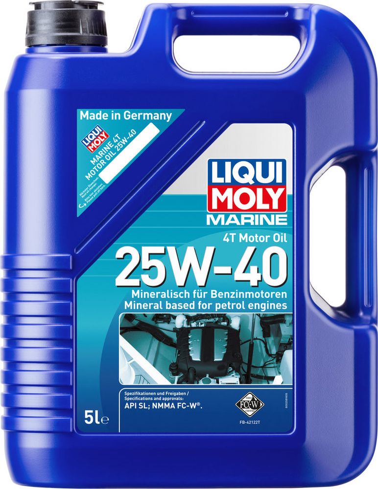 фото Моторное масло Liqui Moly "Marine 4T", минеральное, для лодок, класс вязкости 25W-40, 5 л