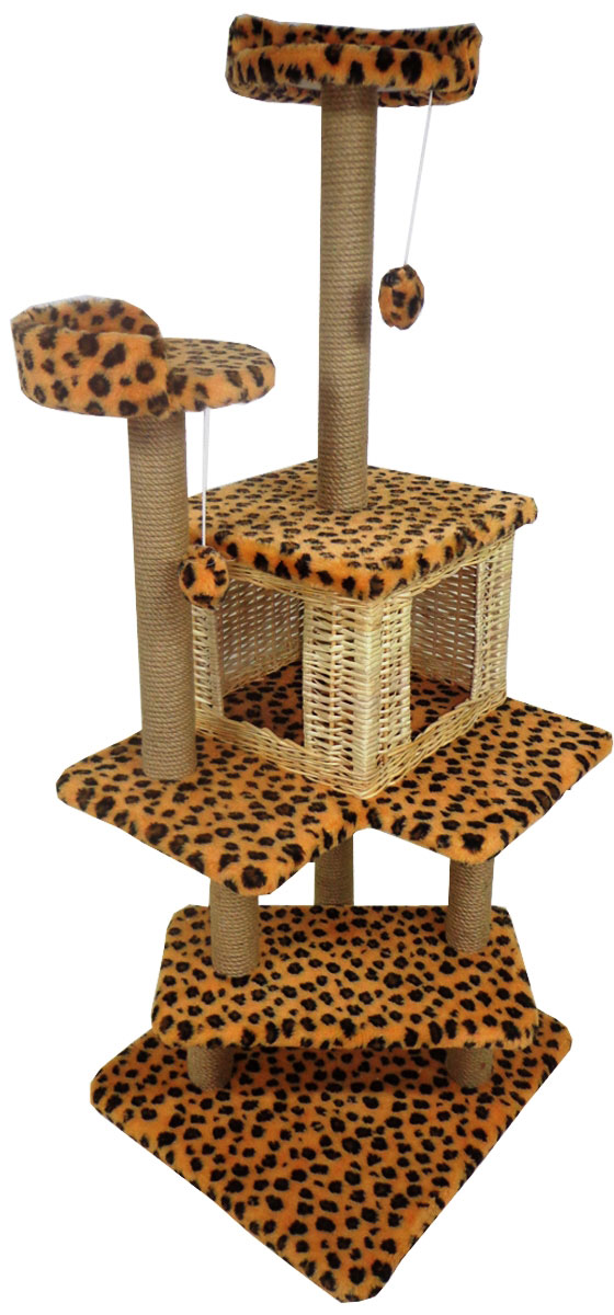фото Игровой комплекс для кошек Меридиан "Лестница", цвет: леопардовый, 56 х 52 х 140 см