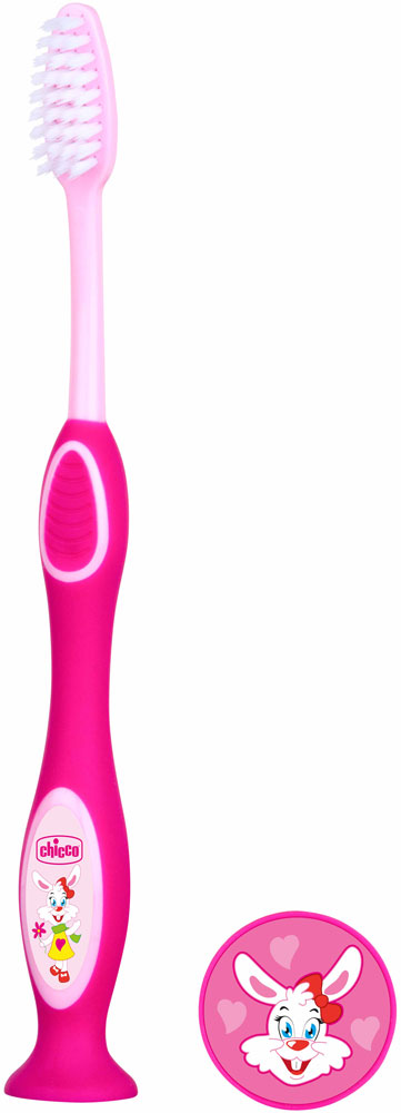 Зубная щетка Chicco с присоской от 3 лет цвет розовый
