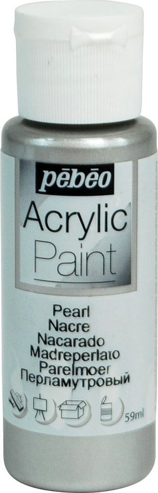 Pebeo Краска акриловая Acrylic Paint перламутровая цвет 097868 под серебро 59 мл