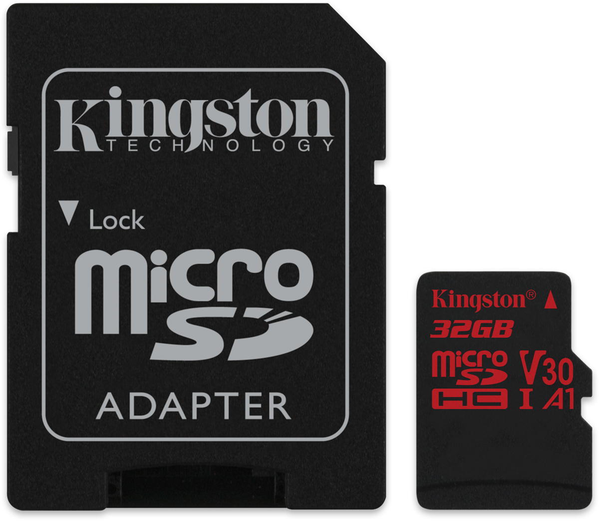 фото Kingston microSDHC Canvas React UHS-I Class U3 32GB карта памяти с адаптером