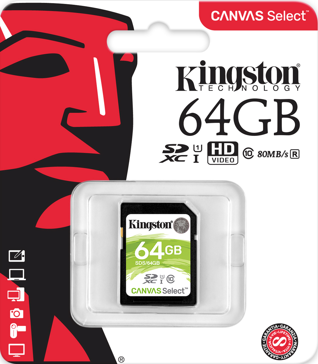 фото Kingston SDXC Canvas Select UHS-I 64GB карта памяти